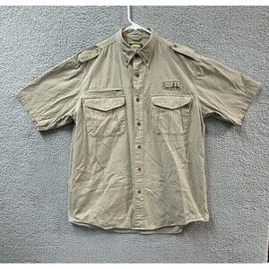 Cabelas Outdoor Gear Mens Shirt M Beige Short Sleeve Collared Button Down Pocket